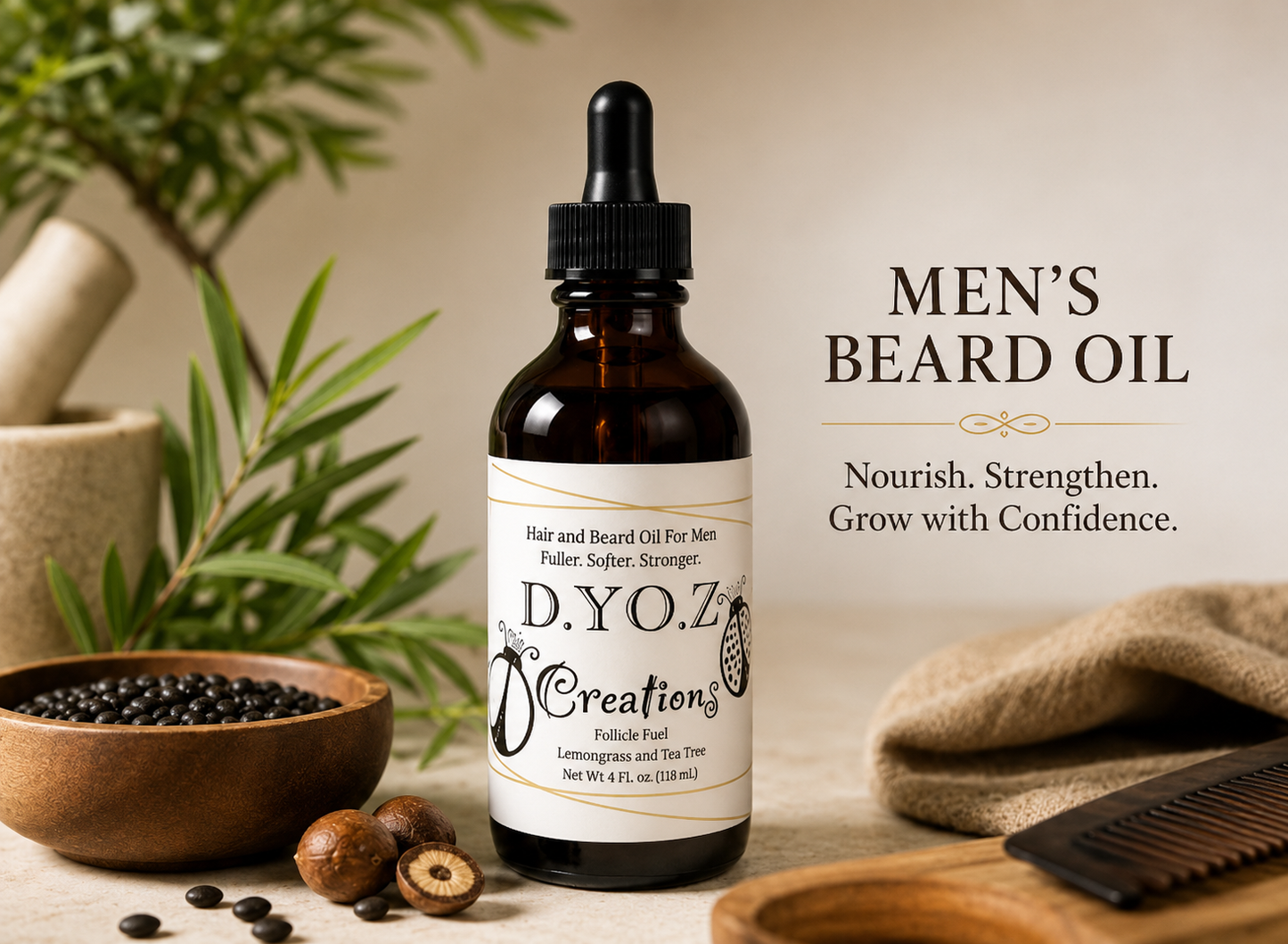 Follicle Fuel- Men's Hair and Beard Oil Fuller Softer Stronger